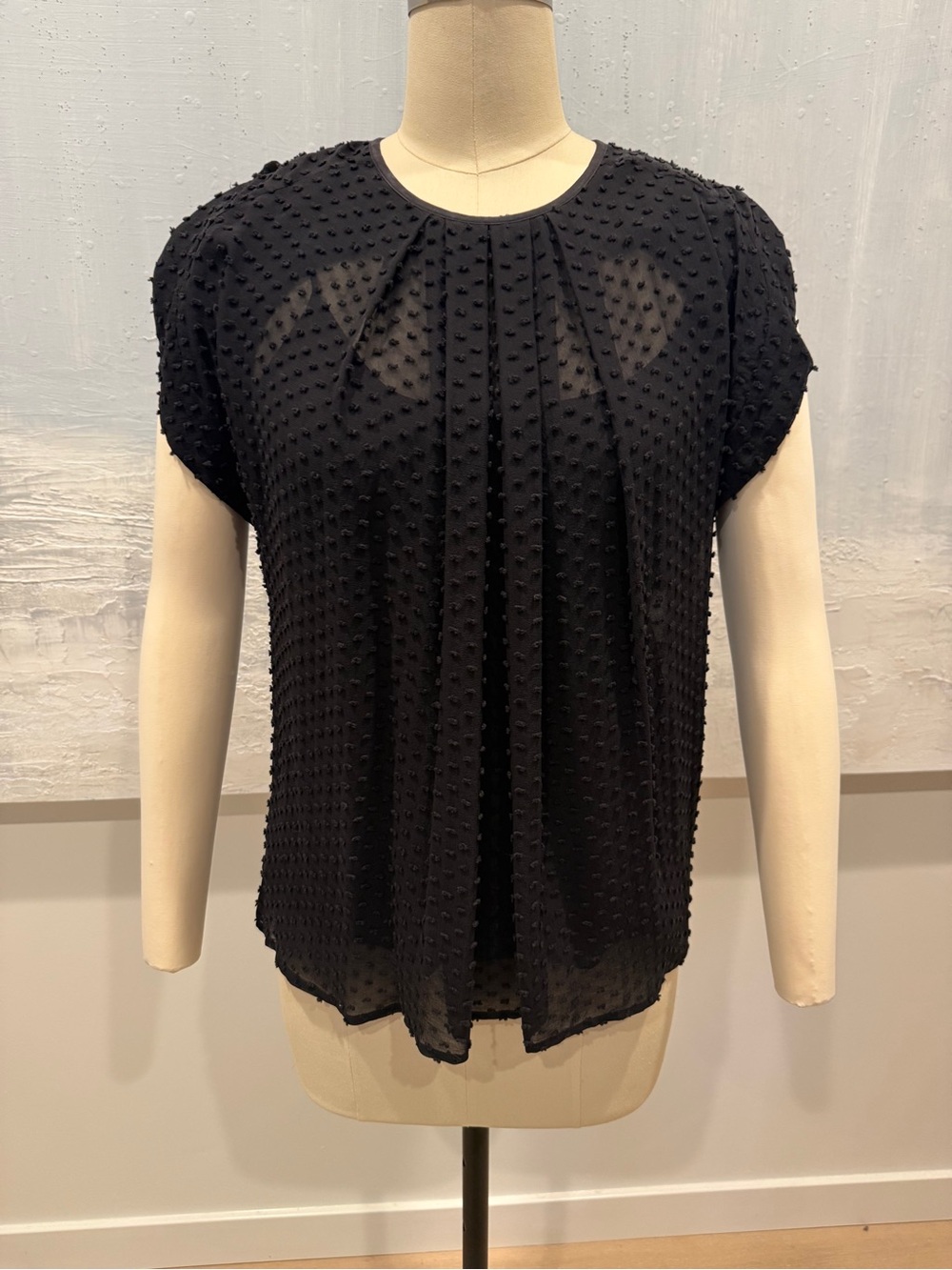 Balenciaga Silk Women’s Black Swiss Dot Blouse